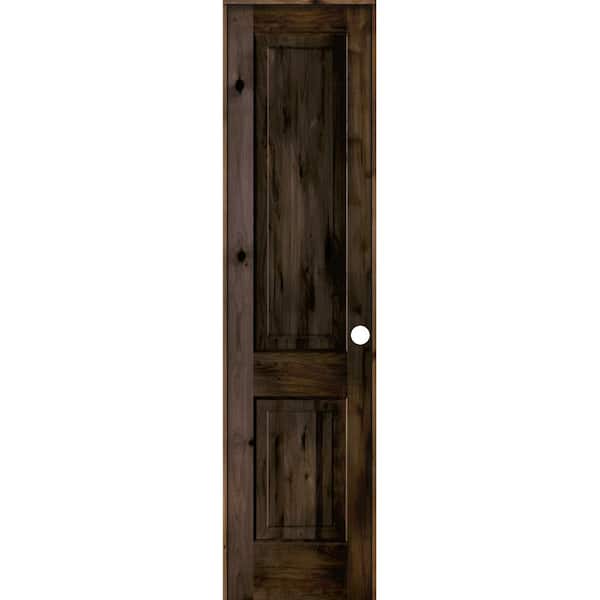 24 in. x 96 in. Rustic Knotty Alder 2 Panel Left-Handed Black Stain Wood Single Prehung Interior Door with Square Top