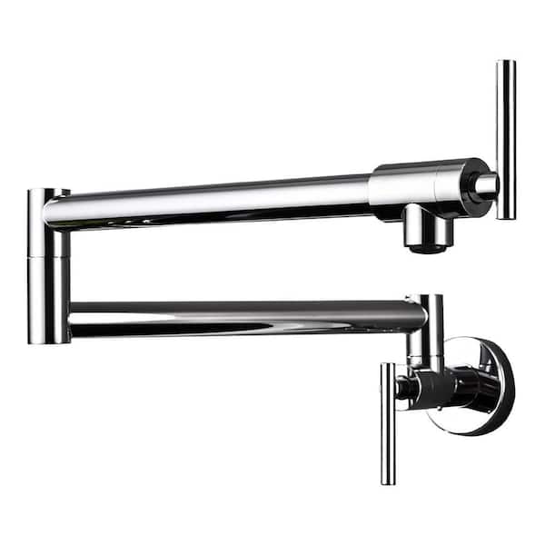 Wall Mount Pot Filler Faucet Double-Handle in Chrome