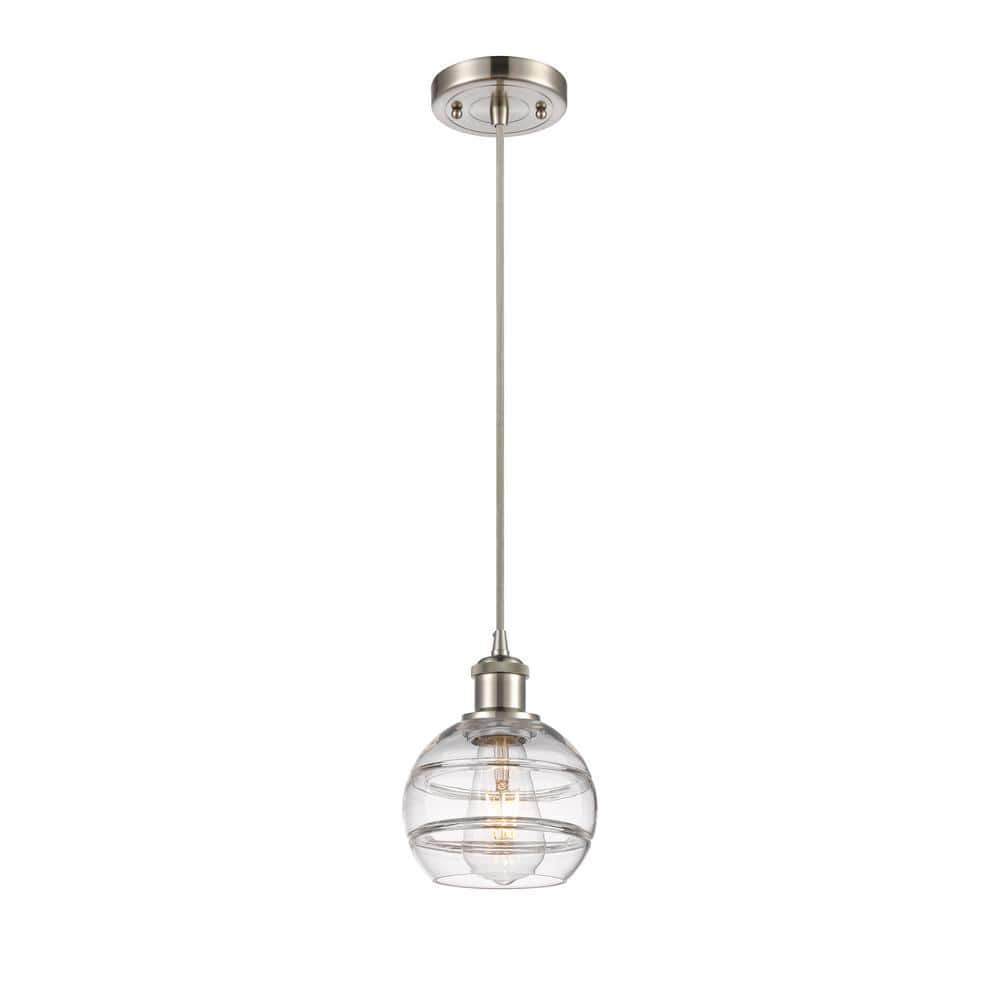 Rochester 100-Watt 1-Light Brushed Satin Nickel Standard Mini Pendant Light with Clear Glass Shade, No Bulbs Included price history on PriceWatchPro