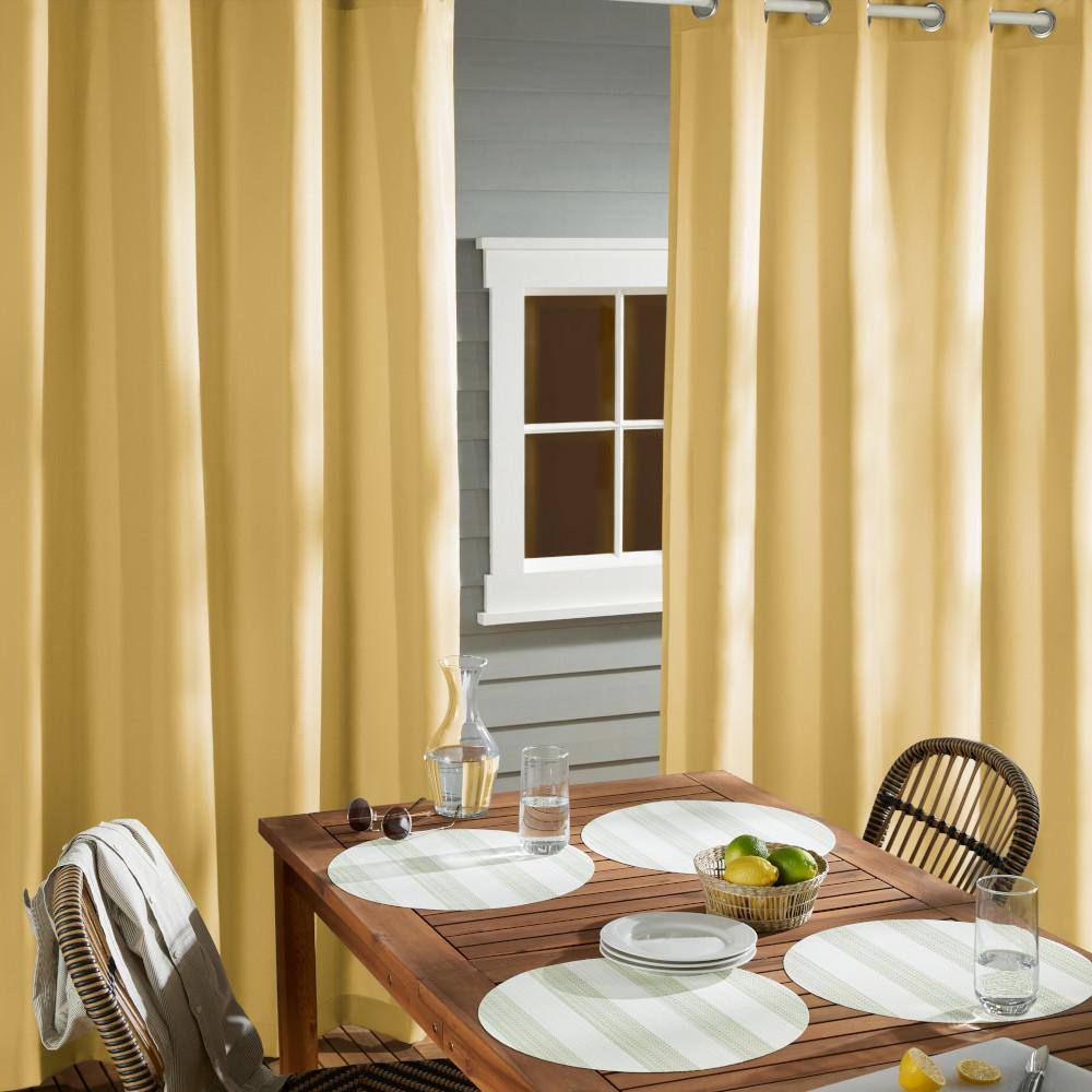 Sundress Yellow Light Filtering Polyester Grommet Curtain Panels, 54" x 84"