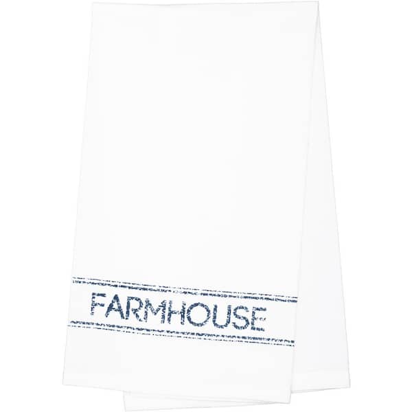 VHC BRANDS Sawyer Mill Blue Print Farmhouse Cotton Muslin Bleached White Kitchen Tea Towel