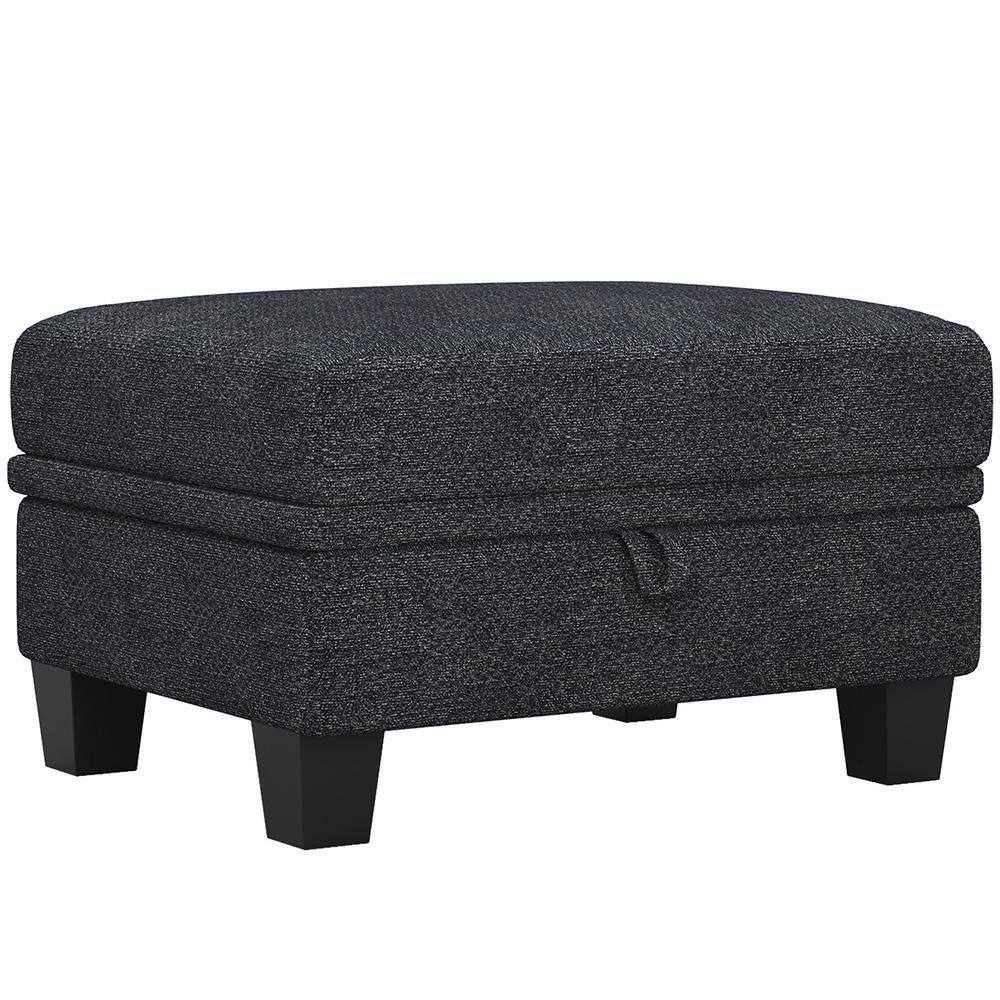 Chenille Rectangle Storage Ottoman Large Ottoman