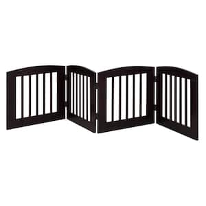 Ruffluv 24 in. H Wood 4-Panel Expansion Cappuccino Pet Gate