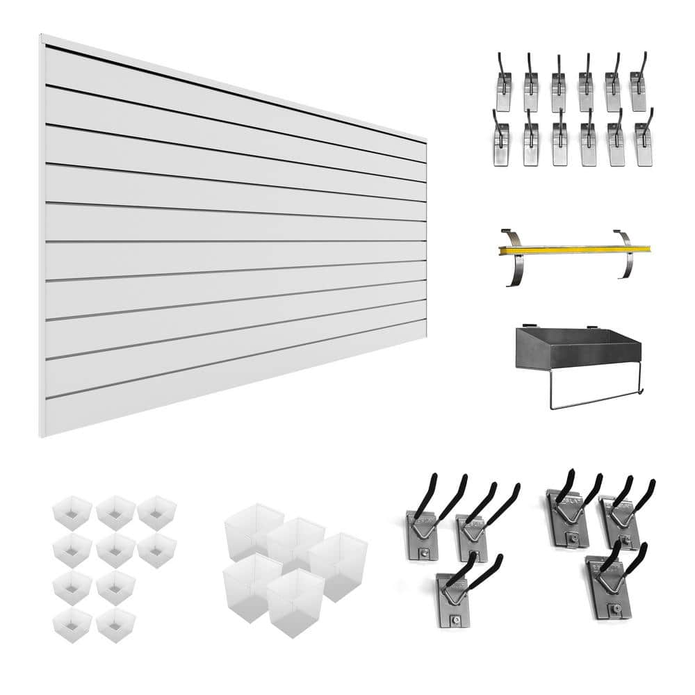 UPC 782088330032 product image for PVC Slatwall 8 ft. x 4 ft. White Handyman Combo Kit (35-Piece) | upcitemdb.com