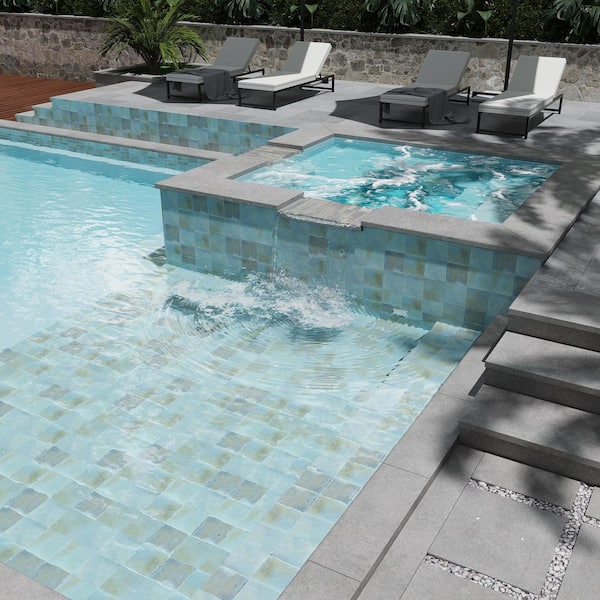 Zahara 6 in. x 6 in. Glossy Sky Blue Porcelain Zellige Square Tile (5.38 sq ft/case)-22 Pack