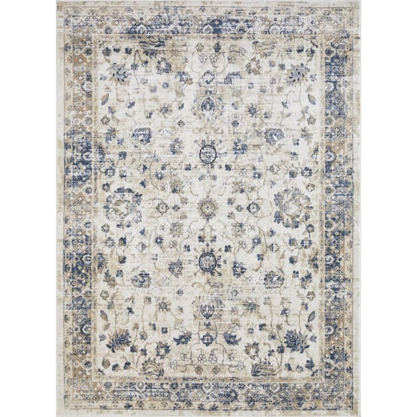 Kehleigh Adrean Blue 6 ft. 7 in. x 9 ft. 2 in. Oriental Polypropylene Indoor Area Rug