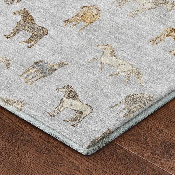 Mayfield Premium Machine Washable Abstract AMF2521 Silver 10 ft. x 14 ft. Area Rug