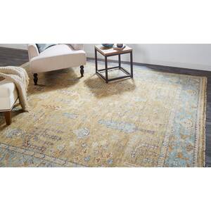Irie Gold/Gray/Vanilla 6 ft. x 9 ft. Floral Wool Area Rug