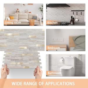 20-Sheets Marble Beige 11.6 in. x 5.9 in. Peel and Stick Decorative Metallic Wall Tile Backsplash [9.46 sq. ft../Pack]