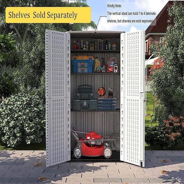 Decksplore 515 Gal. Deck Box White Double-Layered Outdoor Storage