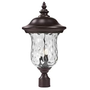 Armstrong 2-Light Bronze 21in Aluminum Hardwired Outdoor Weather Resistant Post Light Round Fitter with No Bulb Included