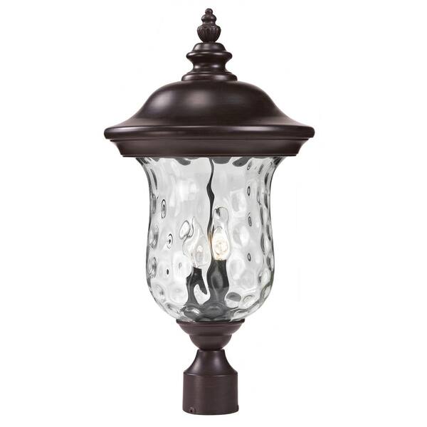 Unbranded Armstrong 2-Light Bronze 21in Aluminum Hardwired Outdoor Weather Resistant Post Light Round Fitter with No Bulb Included