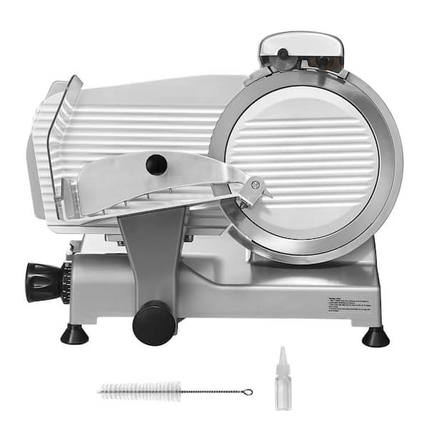 SKYSHALO Meat Slicer 340 W Electric Deli Food Slicer with 10in. SUS420 Stainless Steel Blade and Built-in Sharpening Stone Silver