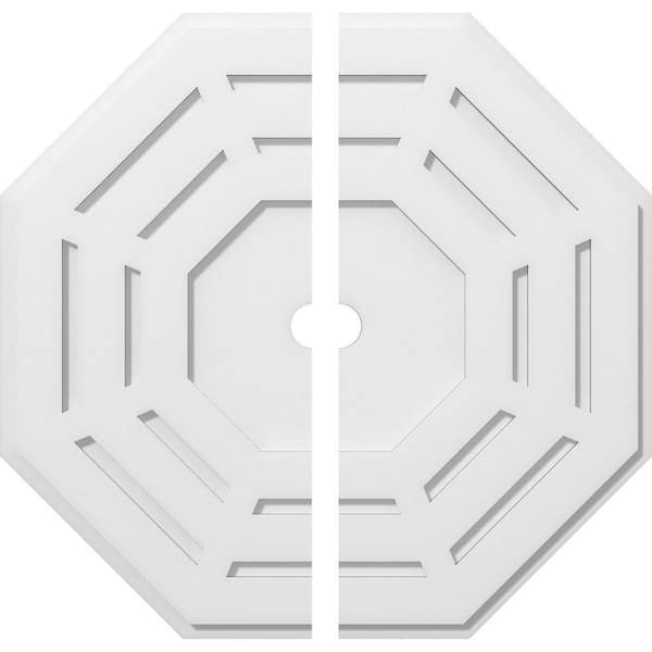Ekena Millwork 1 in. P X 11 in. C X 28 in. OD X 2 in. ID Westin Architectural Grade PVC Contemporary Ceiling Medallion, Two Piece