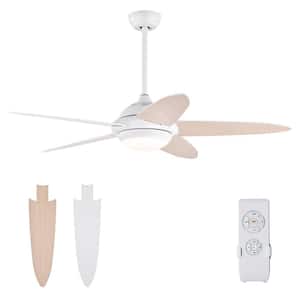 52 in. LED White Ceiling Fan with Remote Control 1-Hour/2-Hour/4-Hour/8-Hour Timer and 3 Fan Speeds