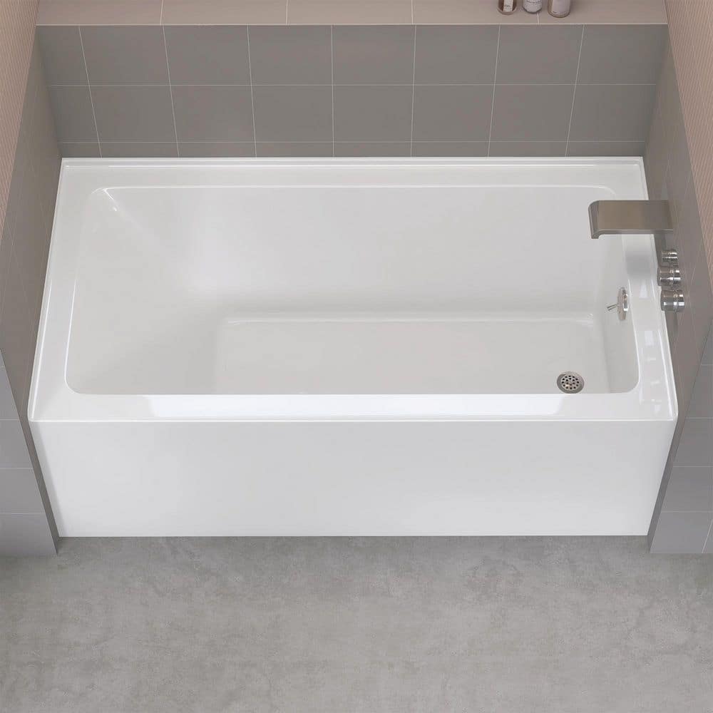 60 in. x 30 in. Apron Front Soaking Bathtub with Right Drain Hole Acrylic Alcove Single Skirt Walk-in Tub in White price history on PriceWatchPro