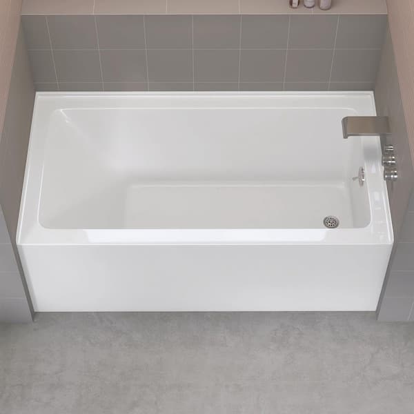 Tco 60 in. x 30 in. Soaking Bathtub with Right Overflow and Drain Alcove Apron Skirt Walkin Tub for Bathroom in White