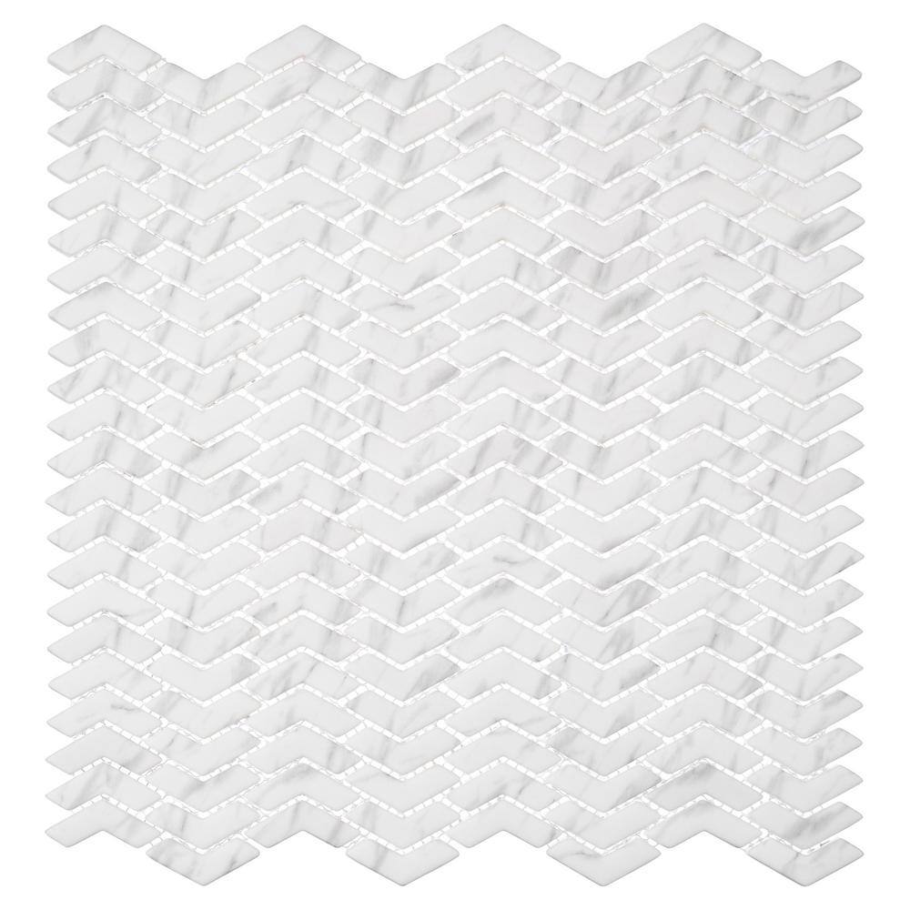 Vanil Matte Glass Chevron Mosaic Tile Sample