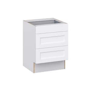 Mancos Bright White Shaker Assembled ADA Drawer Base Cabinet with 3 Drawers (24 in. W x 32.5 in. H x 23.75 in. D)