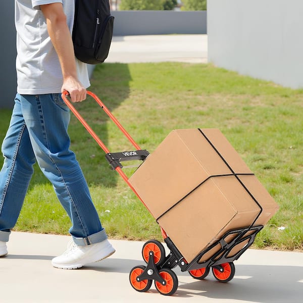 Stair Climbing Cart, 260 lbs. Stair-Climbing Capacity, Portable Folding Trolley Cart with Telescoping Handle, Hand Truck
