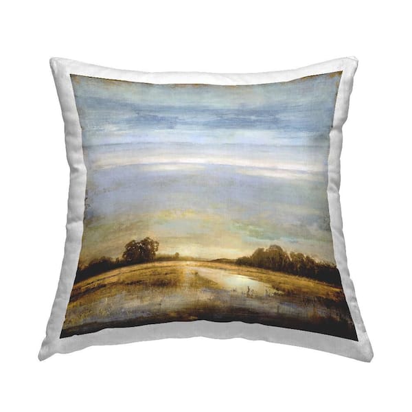 Stupell Industries Rustic Vintage Palms Tan Abstract Polyester 18 in. x 18 in. Throw Pillow