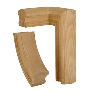 Stair Parts 7771 Unfinished Red Oak Left-Hand 2-Rise Quarter-Turn Handrail Fitting