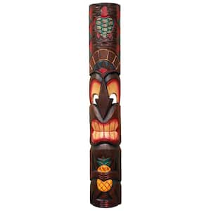 40 in. Tiki Mask Totem Turtle and Pineapple Outdoor Tropical Decoration