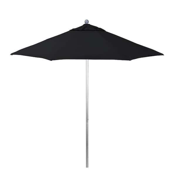 California Umbrella 9 ft. Silver Anodized Aluminum Market Patio Umbrella with Fiberglass Ribs and Push-Lift in Black Pacifica Premium