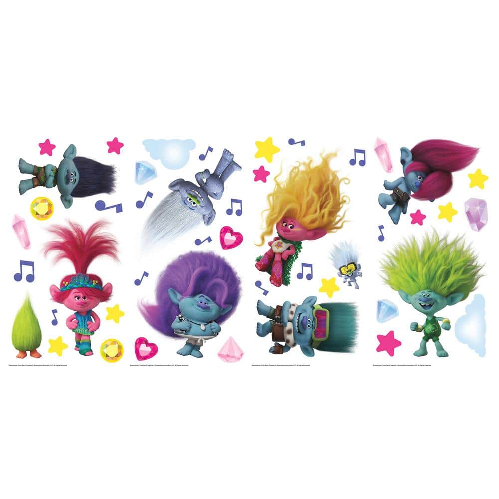 Trolls 3 Band Together Glitter Wall Decals Set