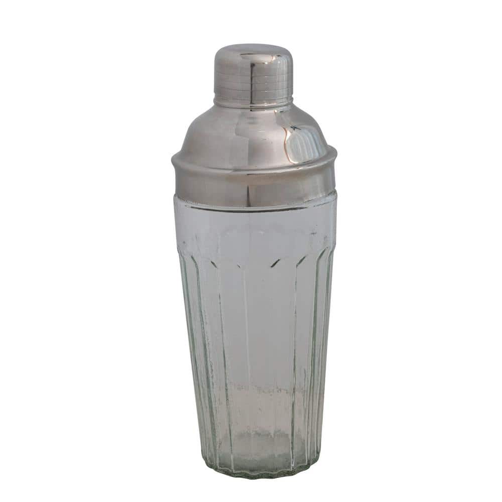 Storied Home Clear Glass Cocktail Shaker with Stainless Steel Lid