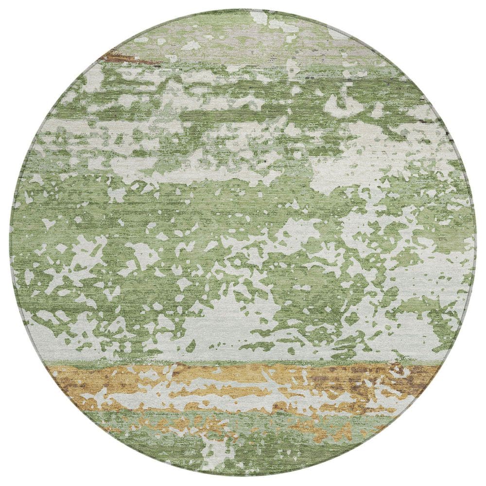Chantille Machine Washable Indoor/Outdoor Abstract ACN2398 Aloe 8 ft. x 8 ft. Round Rug price history on PriceWatchPro