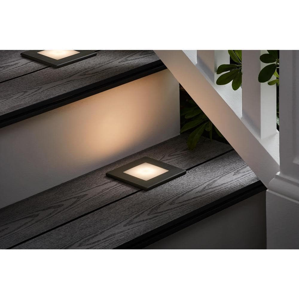 Hampton Bay 150 Lumen Low Voltage Antique Brass Hardwired Integrated LED Square Outdoor InGround Stair Light