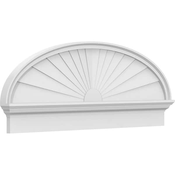 Ekena Millwork 2-3/4 in. x 48 in. x 18-7/8 in. Elliptical Sunburst Architectural Grade PVC Combination Pediment