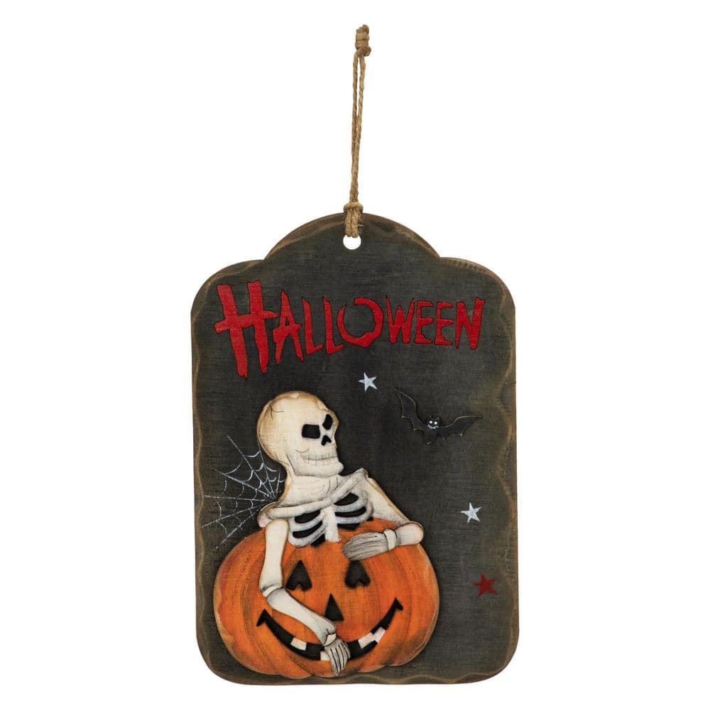 "9.75"" Skeleton and Jack-O-Lantern Halloween Wall Sign" price history on PriceWatchPro