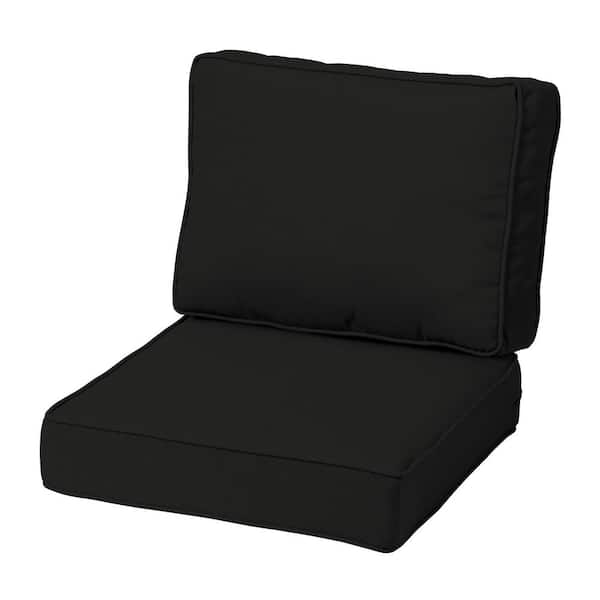 ARDEN ProFoam 22 in. x 22 in. 2-Piece Plush Deep Seating Outdoor Lounge Chair Cushion in Onyx Black