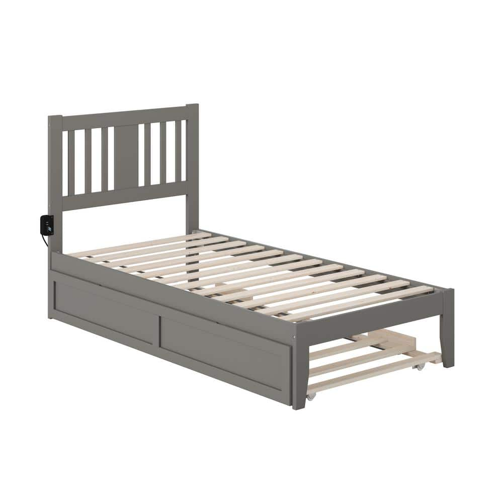 AFI Tahoe Twin Bed with USB Turbo Charger and Twin Trundle in Grey ...