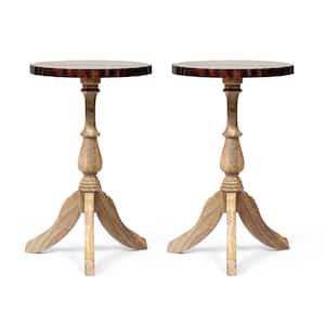 McKay 15 in. Natural 23 in. Round Wood End Table 2-Pieces