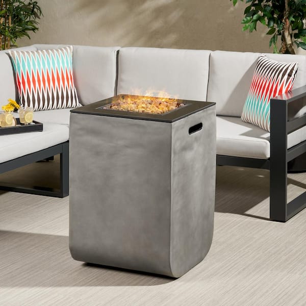 ToolCat 19.5 in. 30,000-BTU Square MGO Concrete  Outdoor Patio Fire Pit Table in Black plus Gray