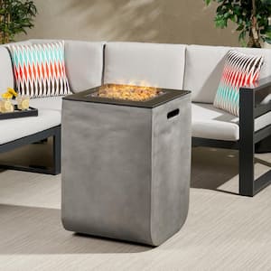 19.5 in. 30,000 BTU Square MGO Concrete Gas Outdoor Patio Fire Pit Table in Black plus Gray