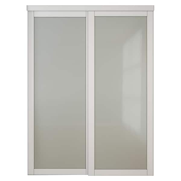 Ark Design 60 In X 80 In 1 Lite Frosted Glass White Mdf Composite Sliding Door Sd G 1l 60 1556