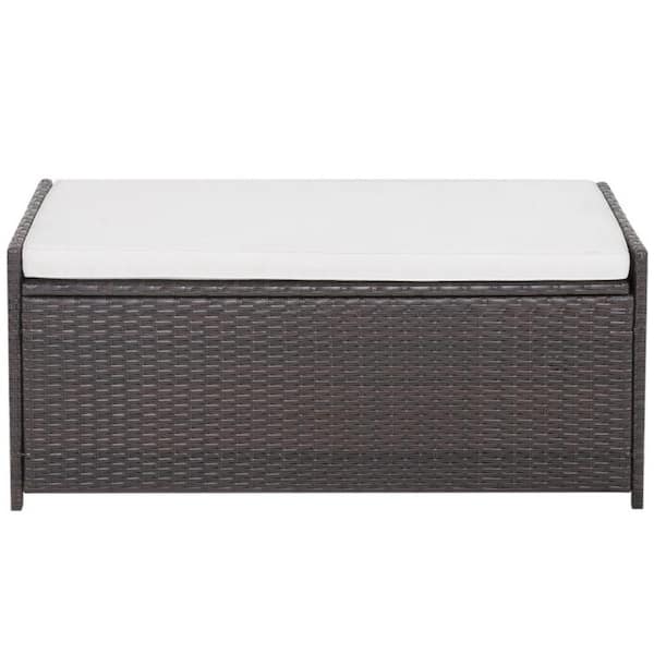 34 Gal. Outdoor Storage Bench Patio Deck Box with Seat Cushion and Zippered Liner