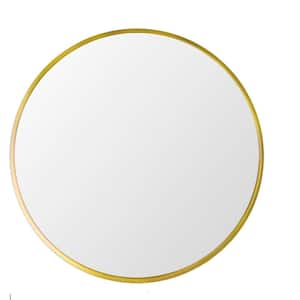 28 in. W x 28 in. H Round Metal Framed Wall Mounted Bathroom Vanity Mirror for Living Room Bedroom in Gold
