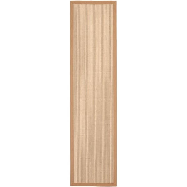 Natural Fiber Tan 2 ft. x 12 ft. Border Runner Rug