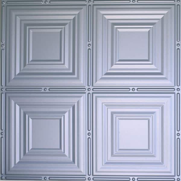 Global Specialty Products Dimensions 2 ft. x 2 ft. Nickel Tin Ceiling Tile for Refacing in T-Grid Systems