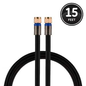 15 ft. RG6 In-Wall Rated Quad Shield Coaxial Cable in Black