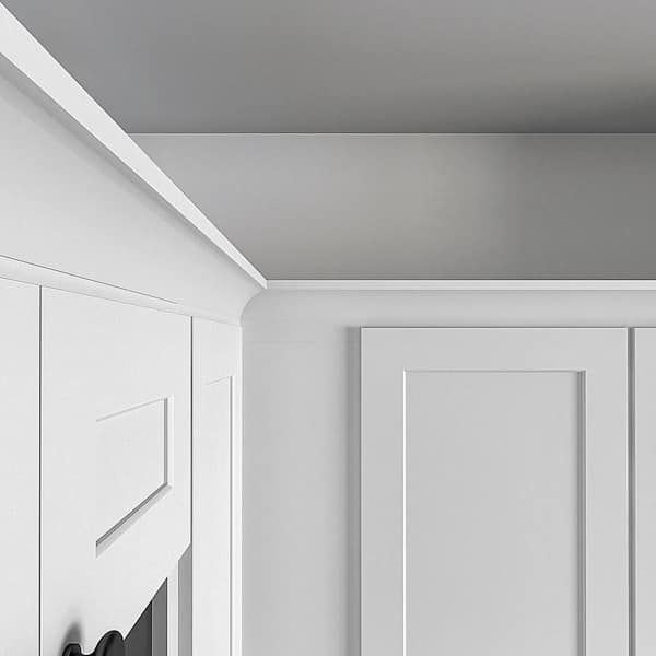 96 in. W x 4.25 in. H x 2.5 in. D in White Shaker Cove Crown Molding