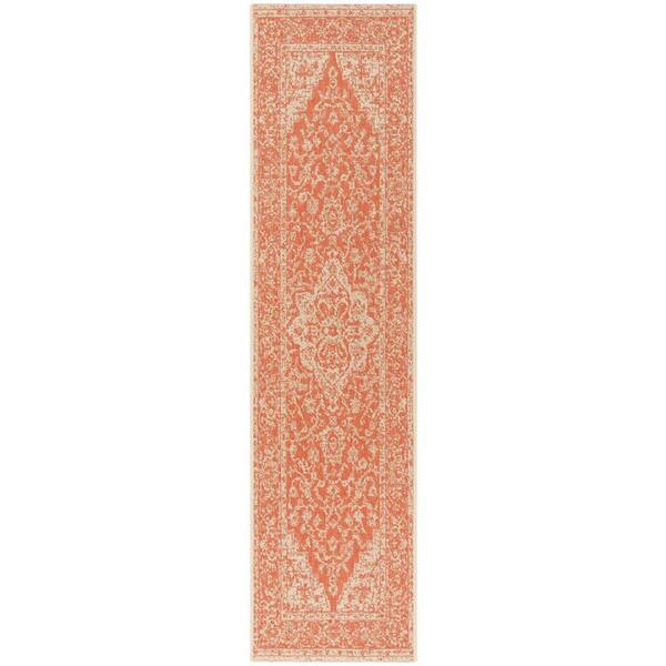 Linden Rust/Cream 2 ft. x 8 ft. Border Antique Medallion Runner Rug