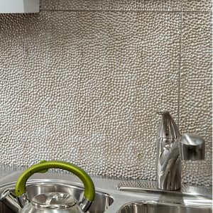 Hammered 18 in. x 24 in. Vintage Metal Vinyl Decorative Wall Tile Backsplash 15 sq. ft. Kit