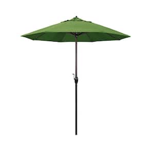 7.5 ft. Bronze Aluminum Market Auto-Tilt Crank Lift Patio Umbrella in Spectrum Cilantro Sunbrella