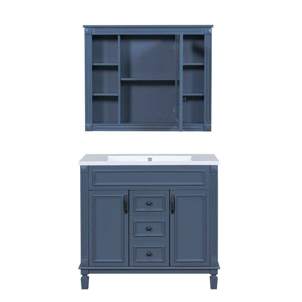 36 in. W x 18 in. D x 34 in. H Single Sink Freestanding Bath Vanity in Blue